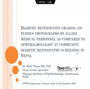 Raba Thapa - DR Grading on Fundus Photographs by Allied Medical Personnel as Compared to Ophthalmologists at Community DR Screening in Nepal