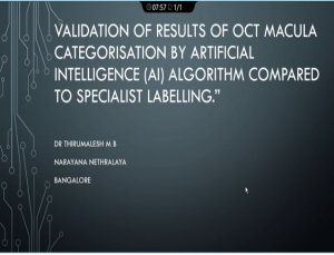 Thirumalesh M.B. - Validation of Results of OCT Macular Categorization by AI Algorithm Compared to Specialist Labelling